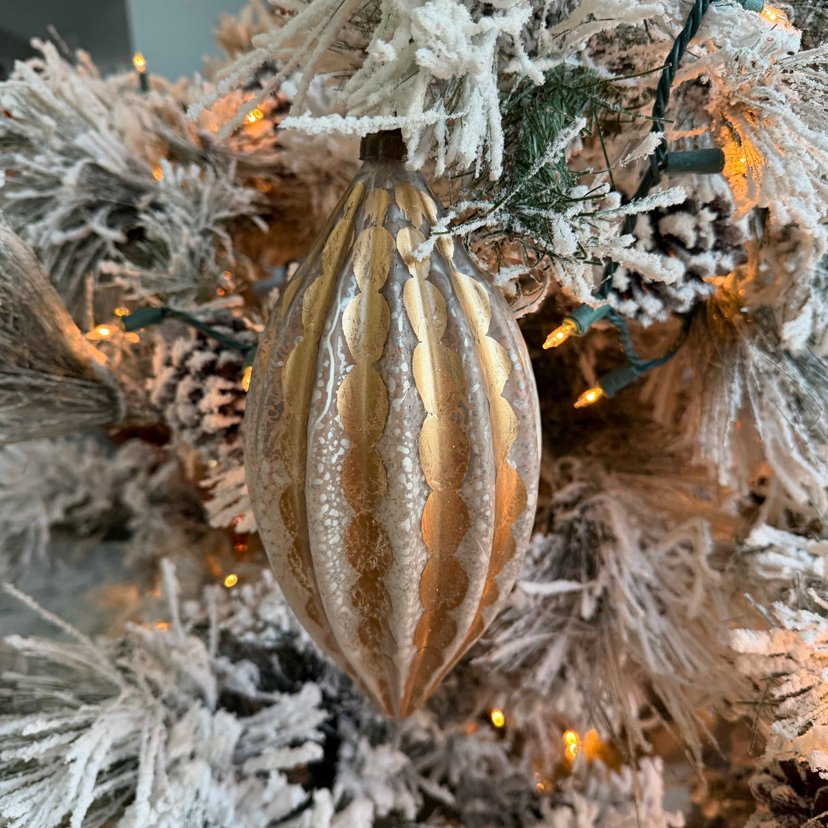 Silver and Gold Drop Ornament 9 Inch - Christmas Tree Decor