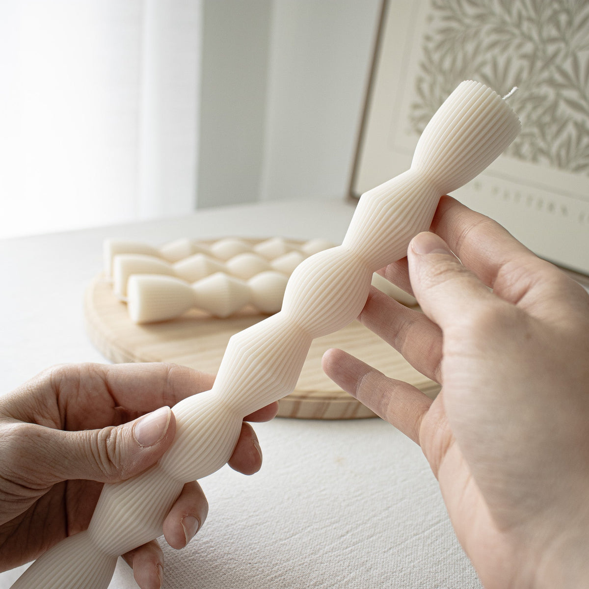 Bougies chandelles sablier striées