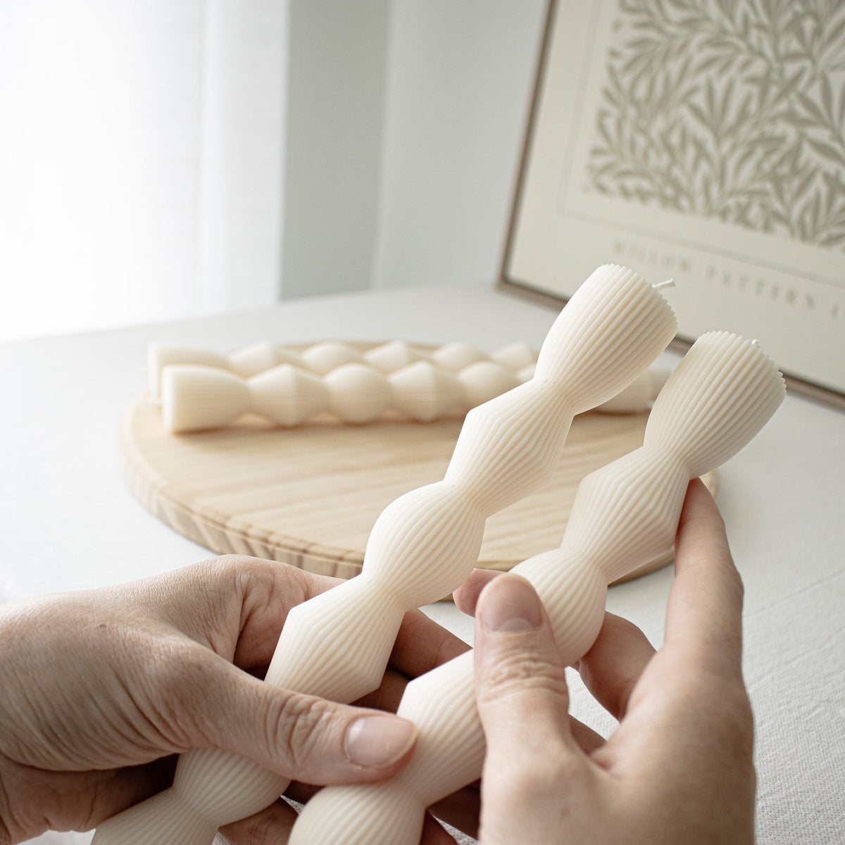 Bougies chandelles sablier striées