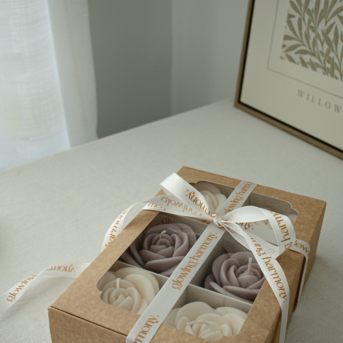 Coffret cadeau bougies rose, ensemble de 6 bougies fleurs en fleurs