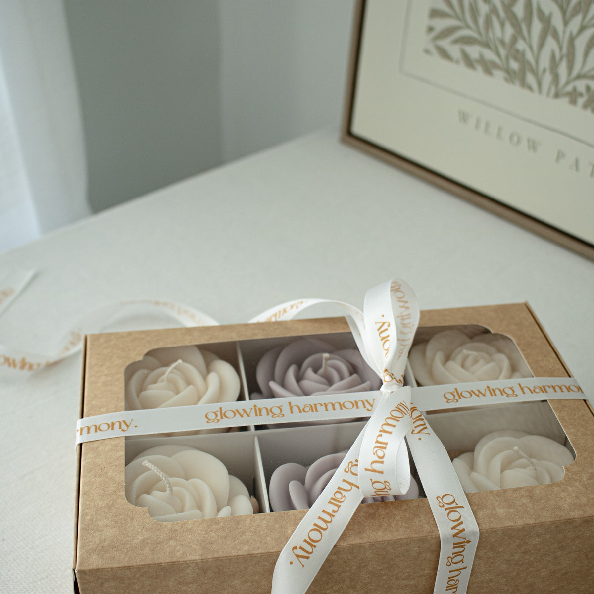 Coffret cadeau bougies rose, ensemble de 6 bougies fleurs en fleurs
