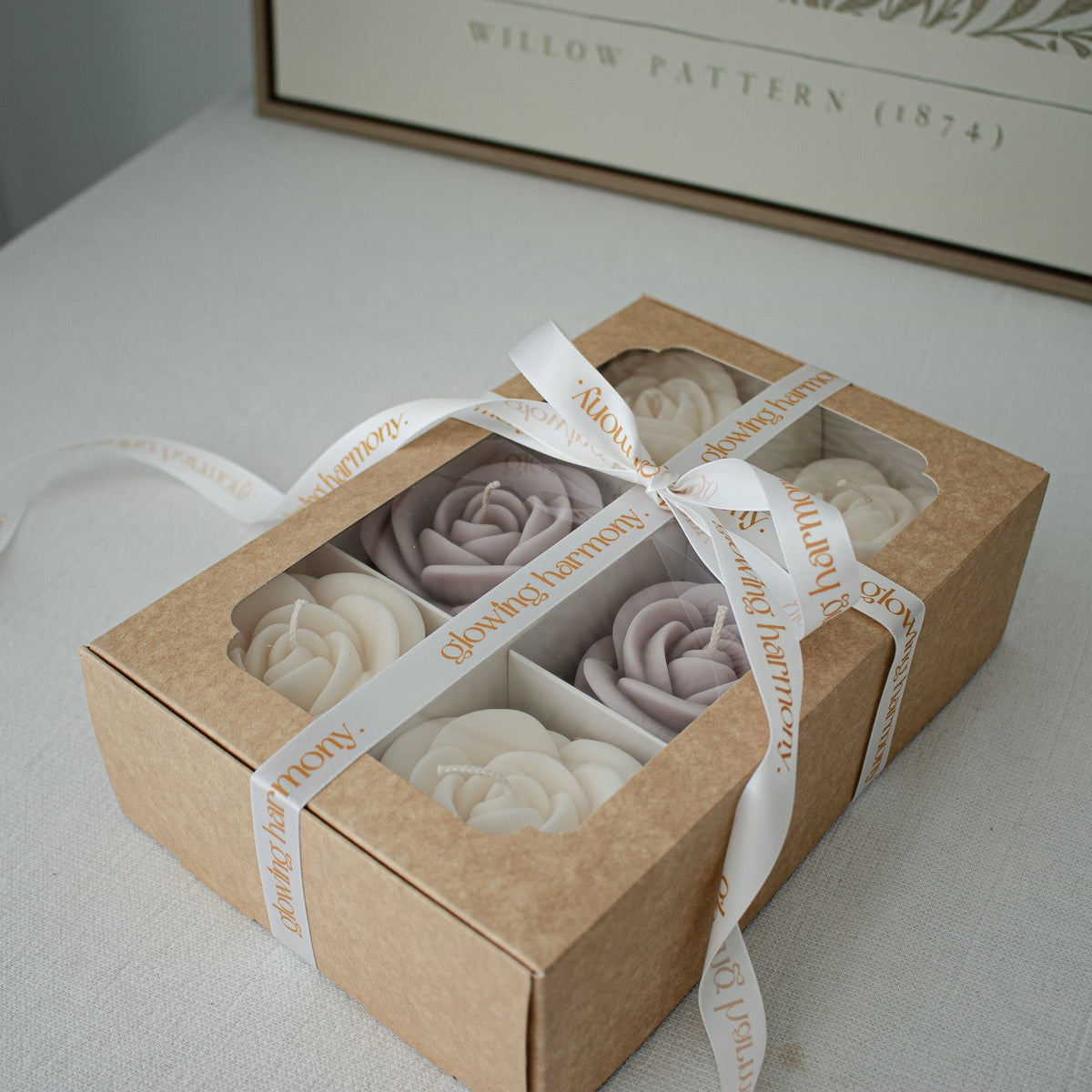 Coffret cadeau bougies rose, ensemble de 6 bougies fleurs en fleurs
