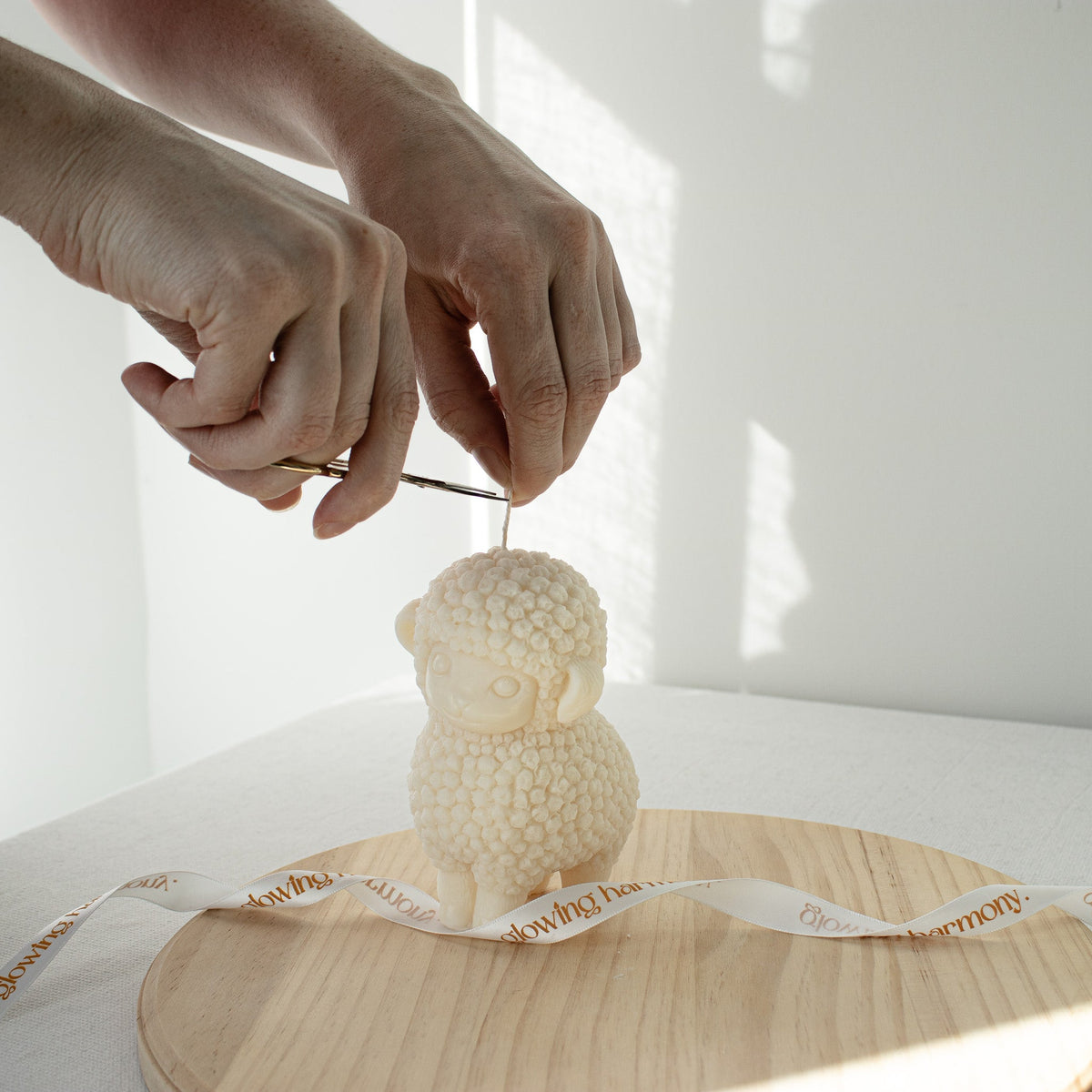 Bougie agneau de Pâques, décoration de bougie mouton style ferme