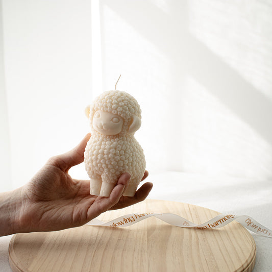 Easter Lamb Candle, Farmhouse Sheep Candle Decor