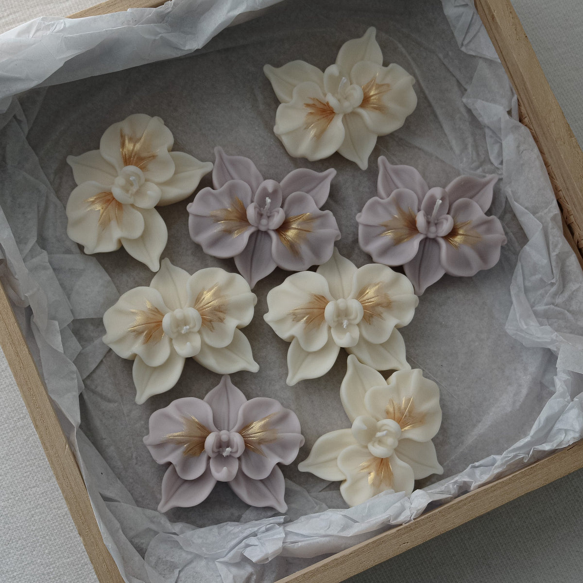 Mini-bougies en forme d'orchidée | Bougies florales pour cadeaux d'invités