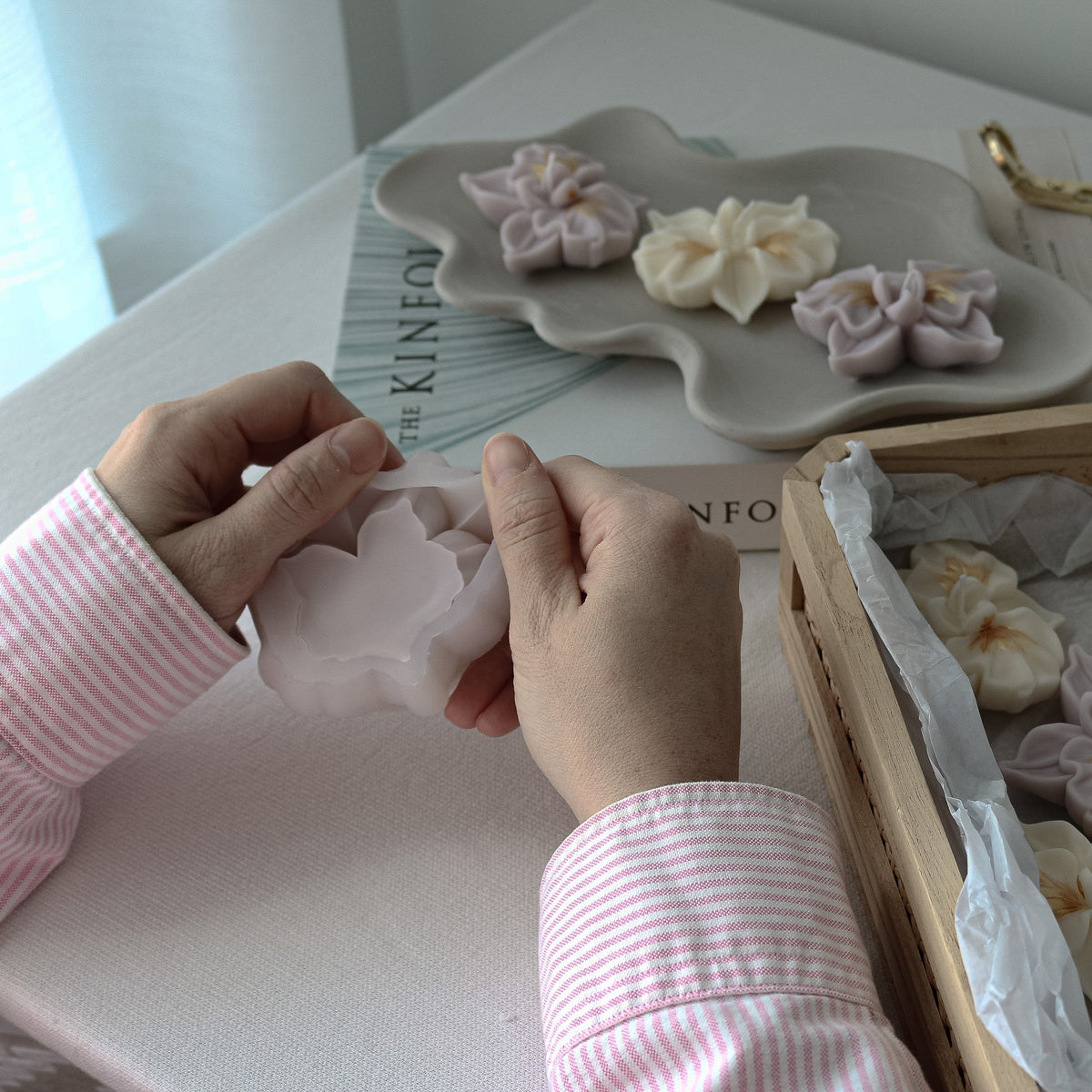 Mini-bougies en forme d'orchidée | Bougies florales pour cadeaux d'invités