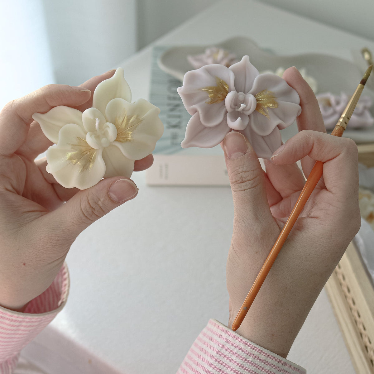 Mini-bougies en forme d'orchidée | Bougies florales pour cadeaux d'invités