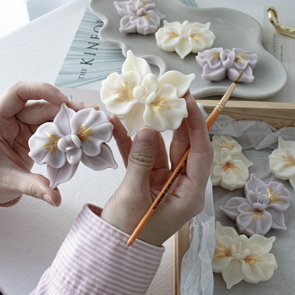 Mini-bougies en forme d'orchidée | Bougies florales pour cadeaux d'invités
