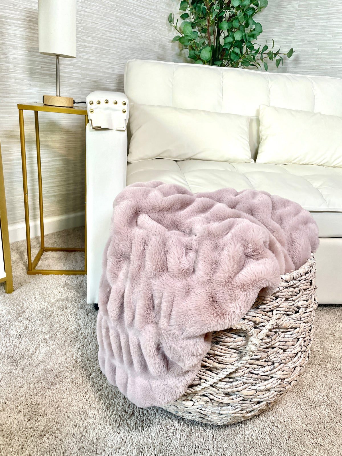 Couverture en fausse fourrure blush - Format genoux : 30"x40"