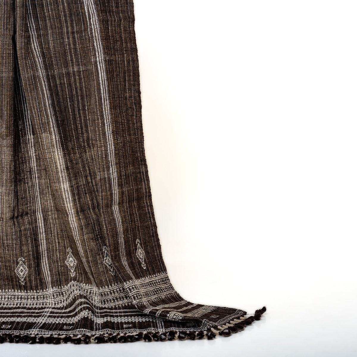 Warm Brown Indian Wool Throw Blanket, Handwoven Sofa Coverlet with Lodge Bedroom Layer - BRONZITE