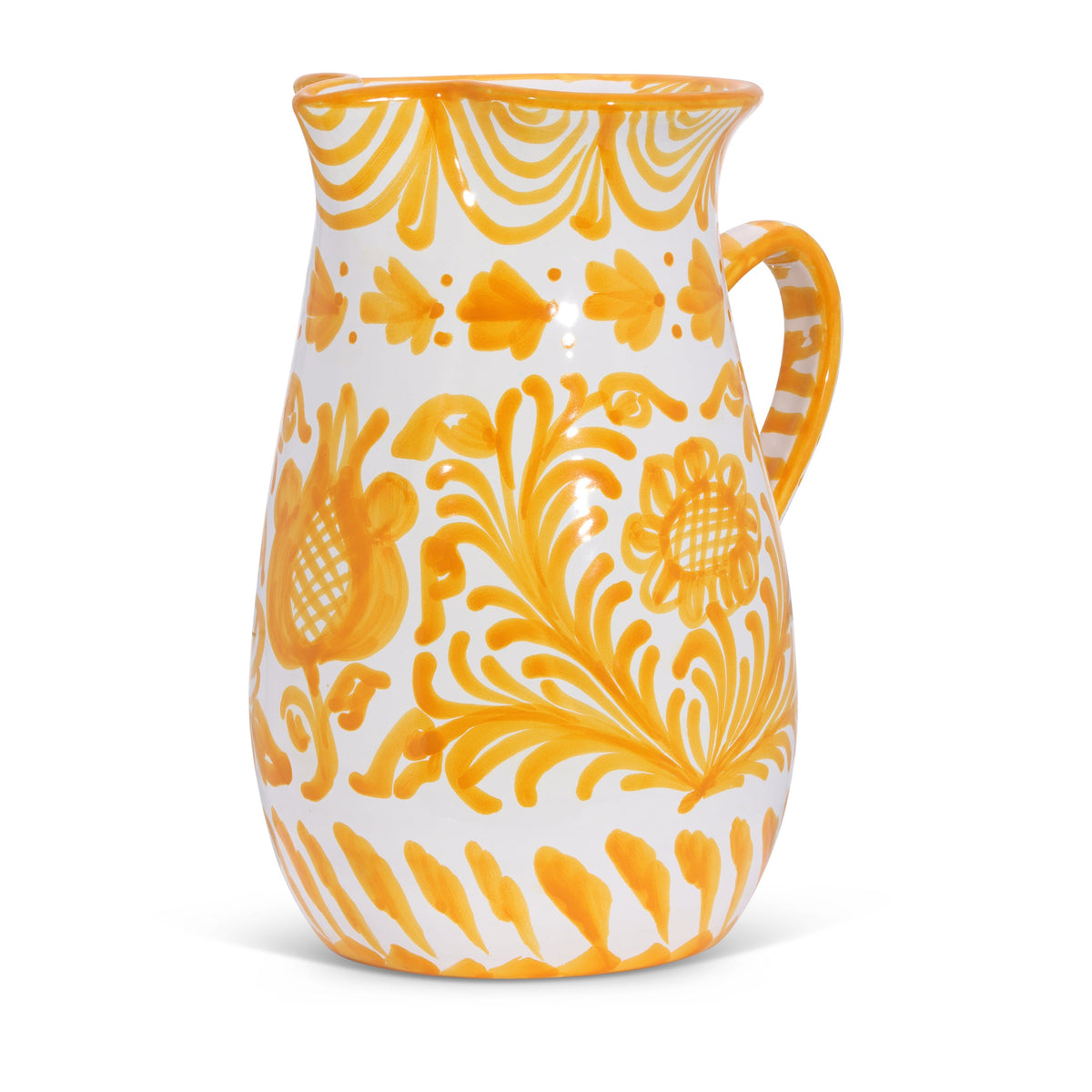Large pitcher with hand painted designs