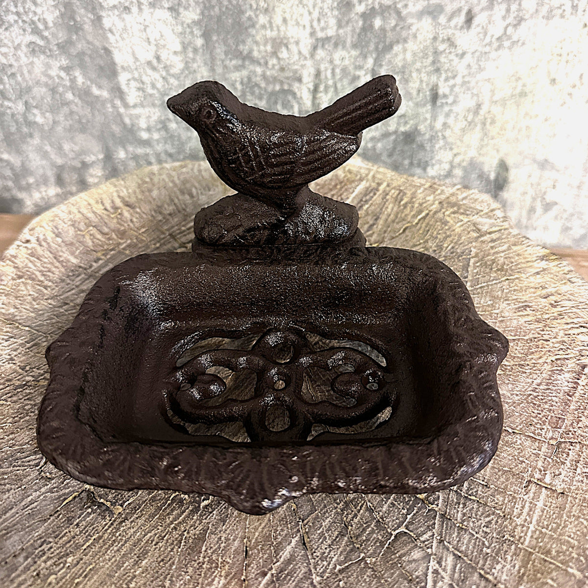 Cast Iron Bird Soap Dish with Drainage Tray