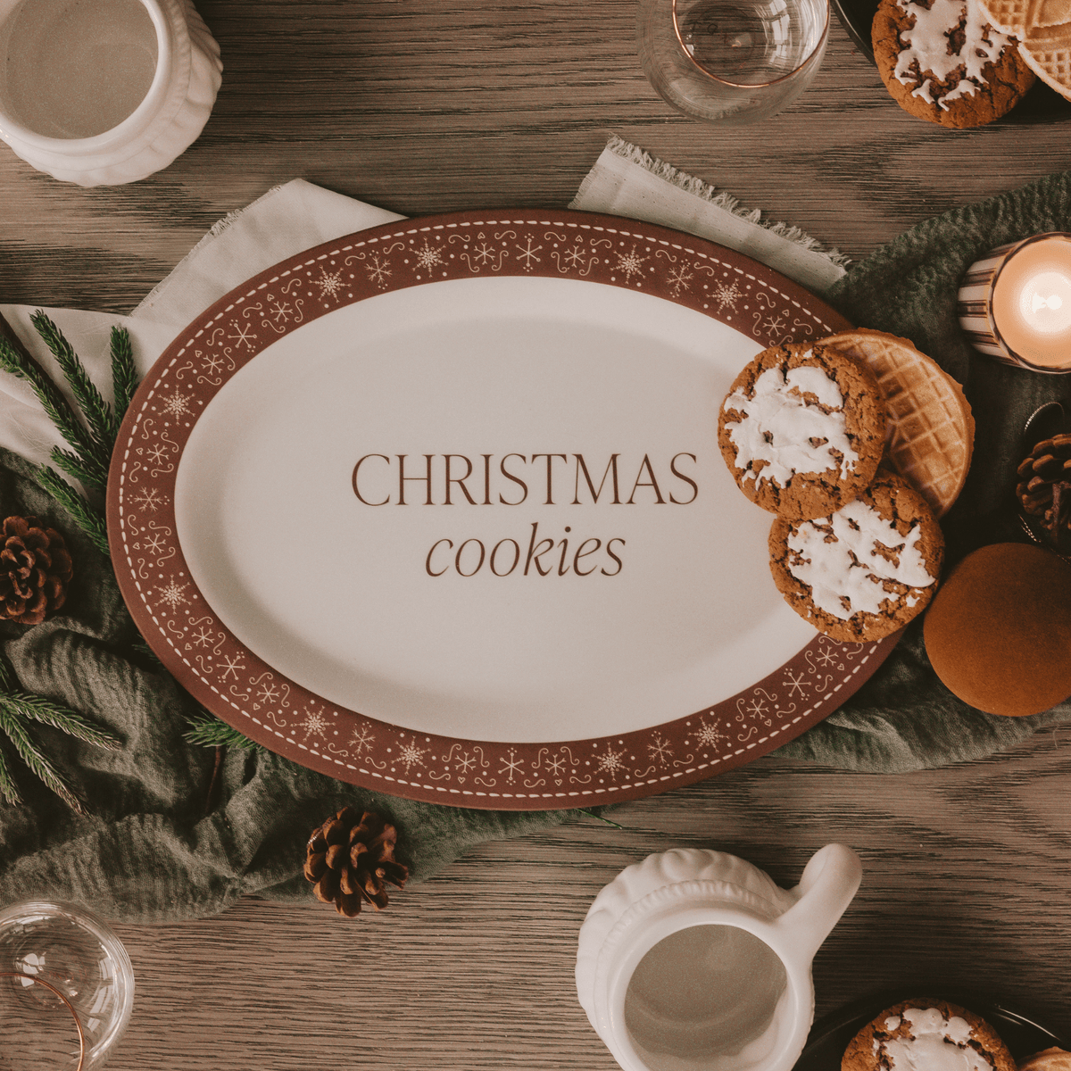 Plateau de Noël ovale pour biscuits au pain d'épice