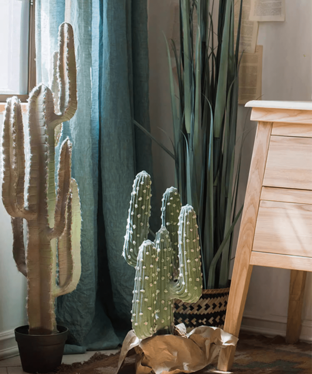 Cactus artificiel en pot, différents styles