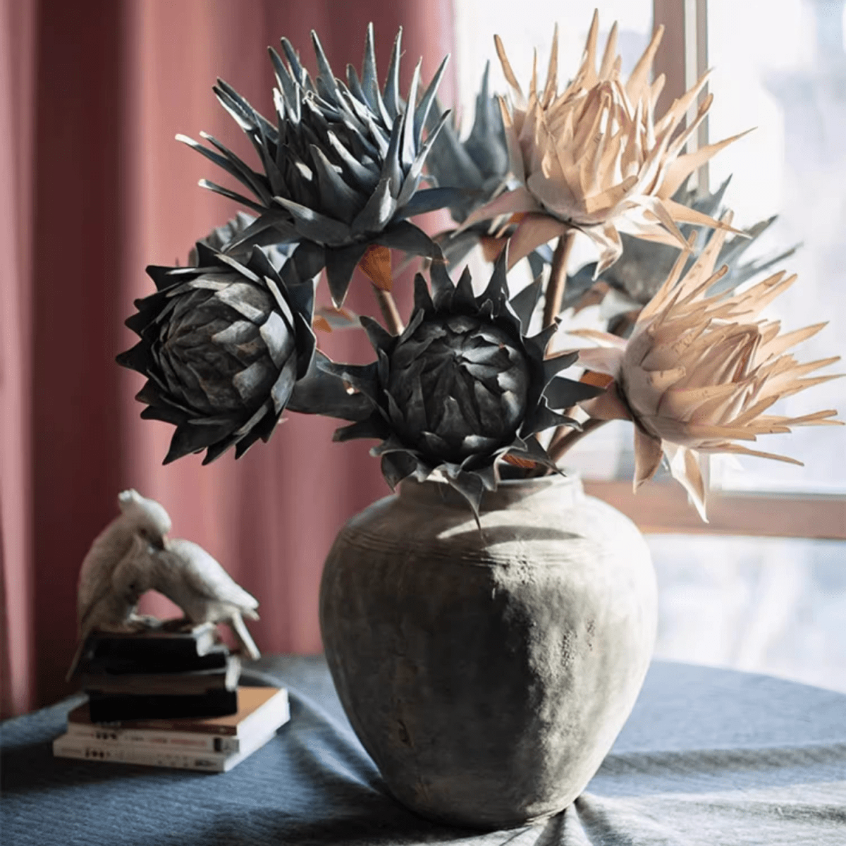 Tige d'artichaut artificielle de diverses couleurs, 94 cm de haut