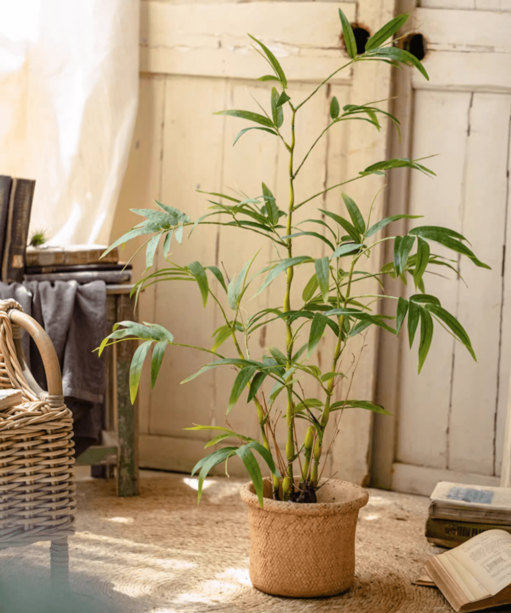 Feuilles de bambou artificielles en pot