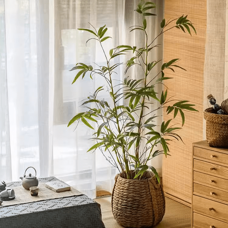 Feuilles de bambou artificielles en pot