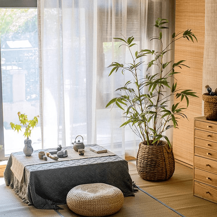 Feuilles de bambou artificielles en pot