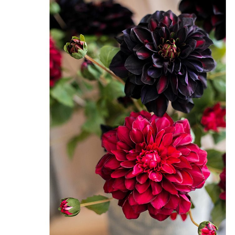 Tige de dahlia artificiel en faux soie, 74 cm de hauteur