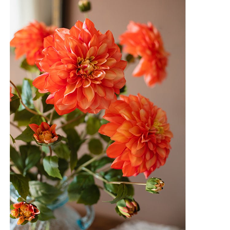 Tige de dahlia artificiel en faux soie, 74 cm de hauteur