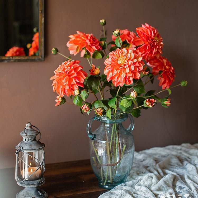 Tige de dahlia artificiel en faux soie, 74 cm de hauteur