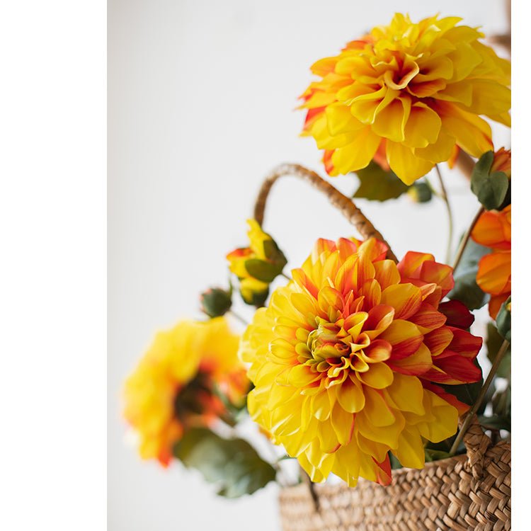 Tige de dahlia artificiel en faux soie, 74 cm de hauteur