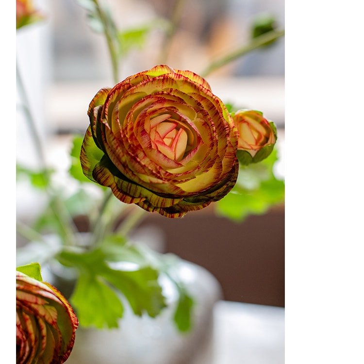 Mazzo di fiori artificiali di ranuncolo in finta seta, arancione, altezza 53 cm