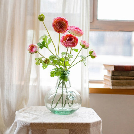 Bouquet de renoncules artificielles en soie synthétique, rose et violet, 53 cm de hauteur
