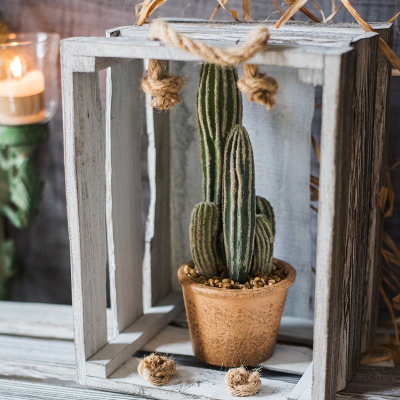 Cactus artificiale in vaso marrone