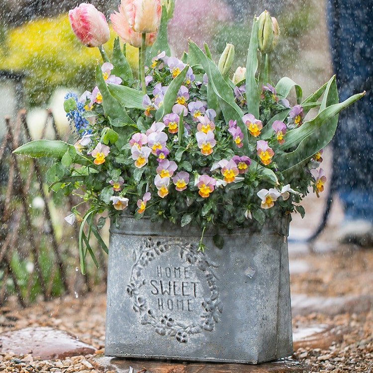 Cache-pot en fer gris Sweet Home