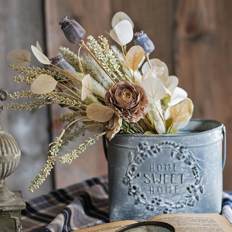Cache-pot en fer gris Sweet Home