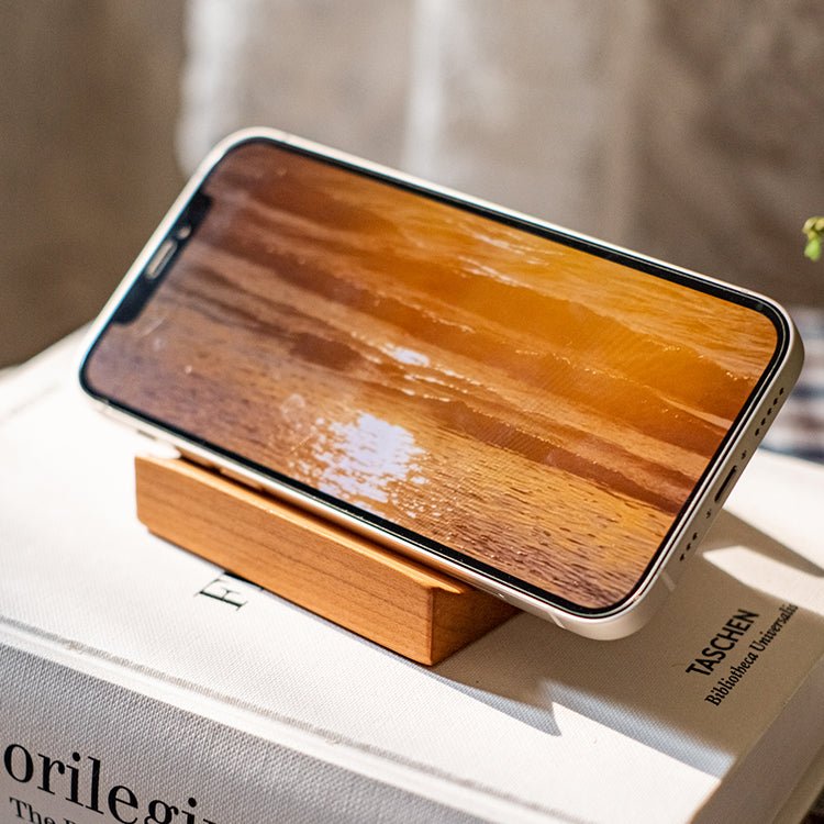 Supporto per cellulare da scrivania in legno massello