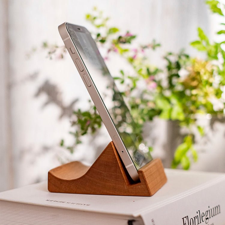 Supporto per cellulare da scrivania in legno massello