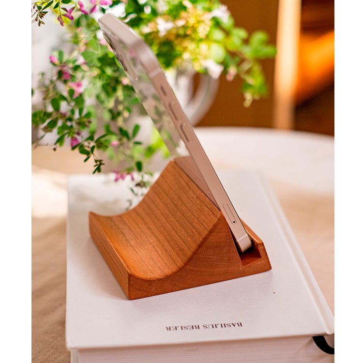 Supporto per cellulare da scrivania in legno massello