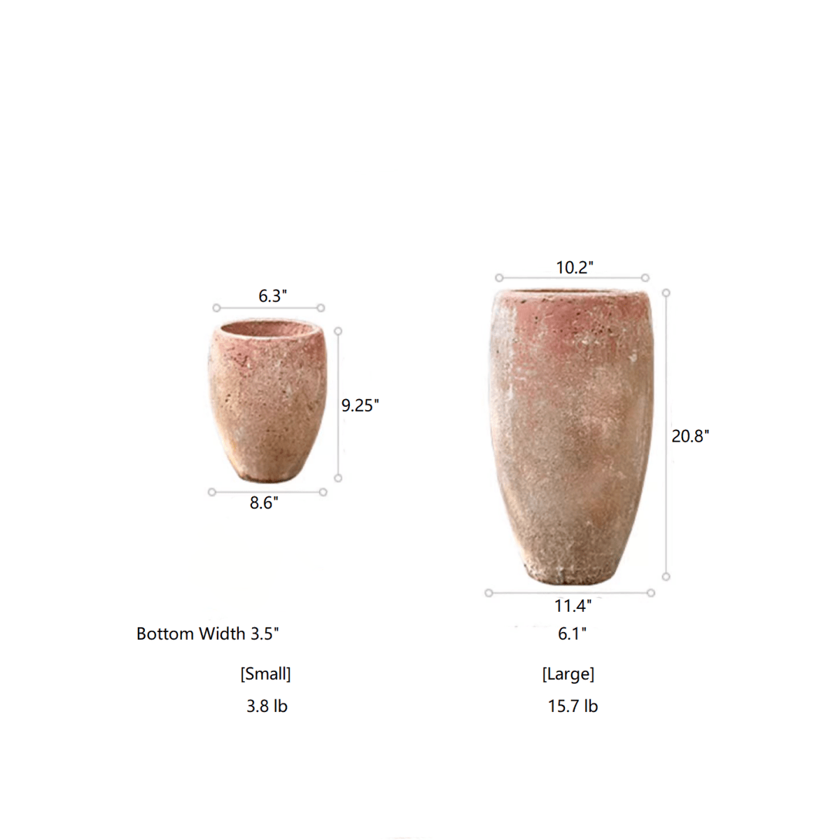 Vaso per piante in cemento effetto anticato alto