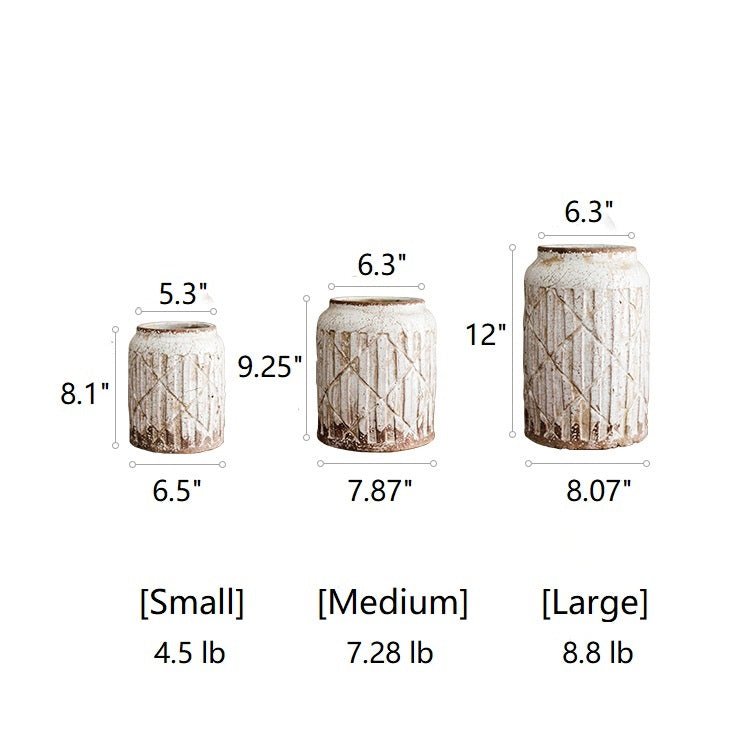 Vase pot à fleurs en céramique blanche effet vieilli