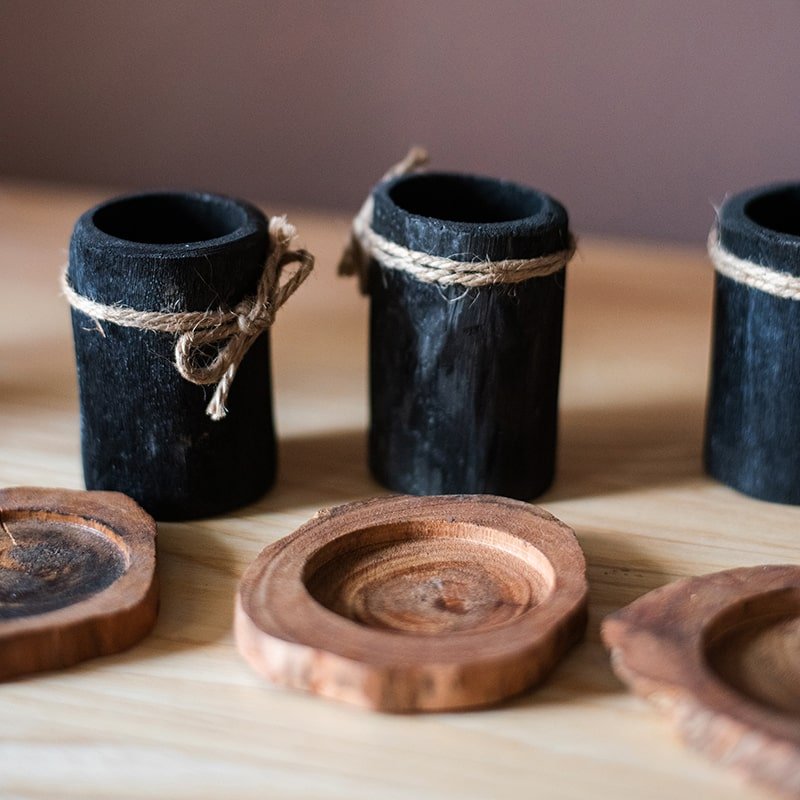 Vassoio in legno per fioriera da tavolo color carbone