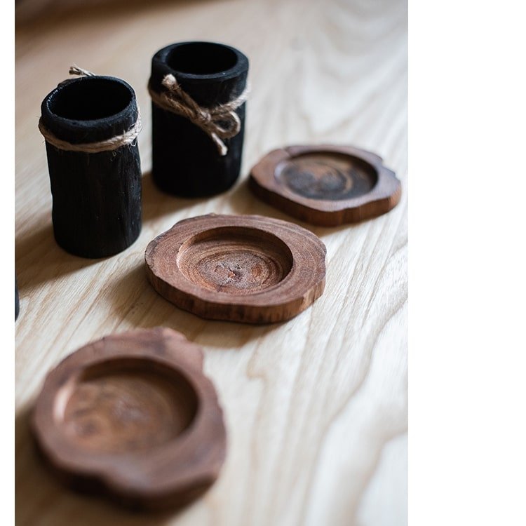 Vassoio in legno per fioriera da tavolo color carbone