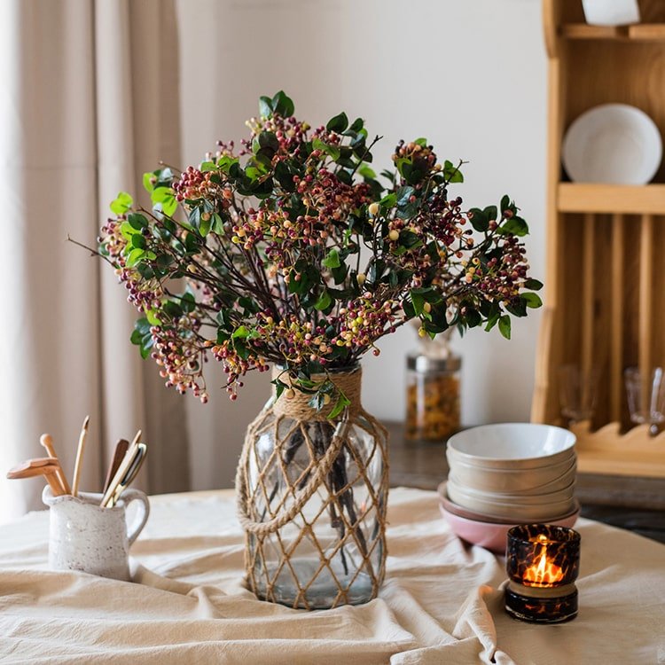Mazzo di foglie di fiori di sambuco rosa viola, altezza 22"