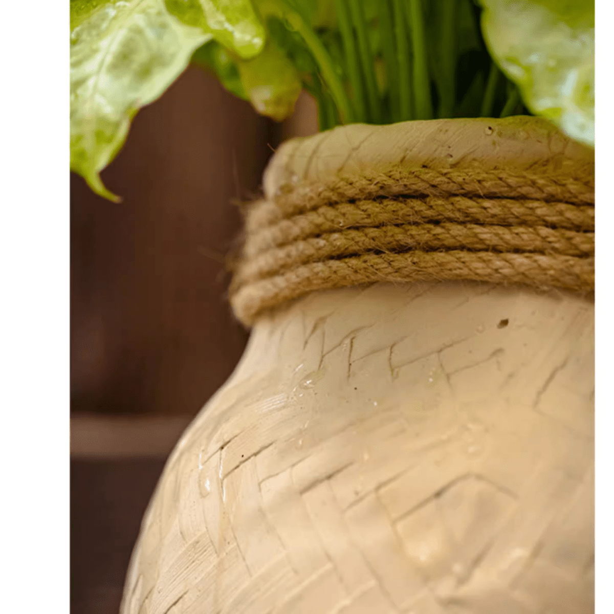 Jardinière en ciment tressé imitation bambou