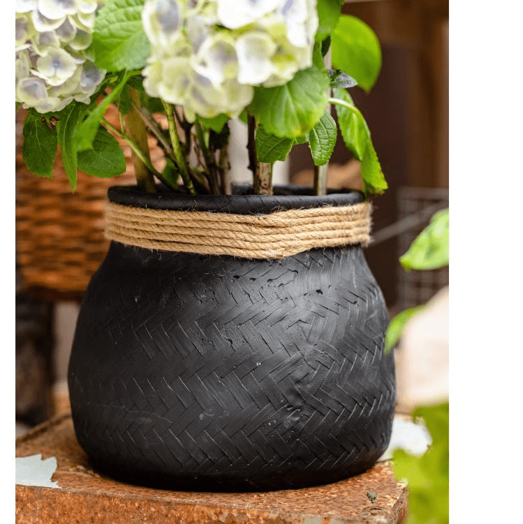 Jardinière en ciment tressé imitation bambou