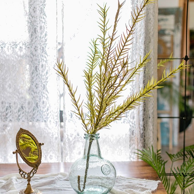 Tige d'herbe de lin artificielle jaune, 46 po de hauteur, faux