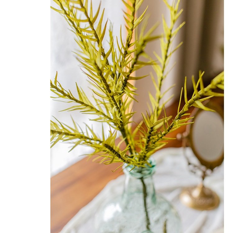 Tige d'herbe de lin artificielle jaune, 46 po de hauteur, faux