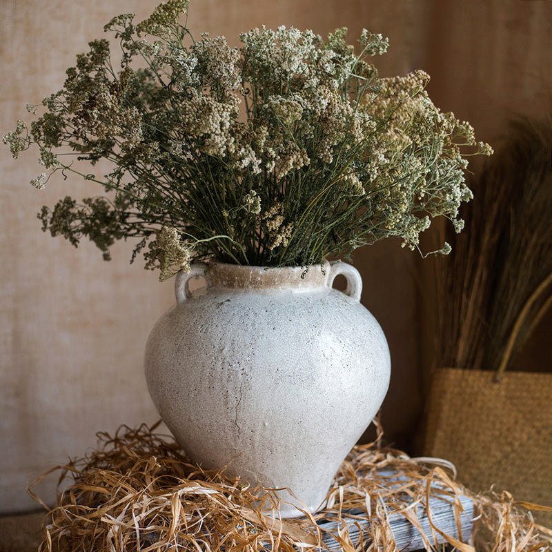 Grande vaso per fiori in ceramica bianca stile country francese