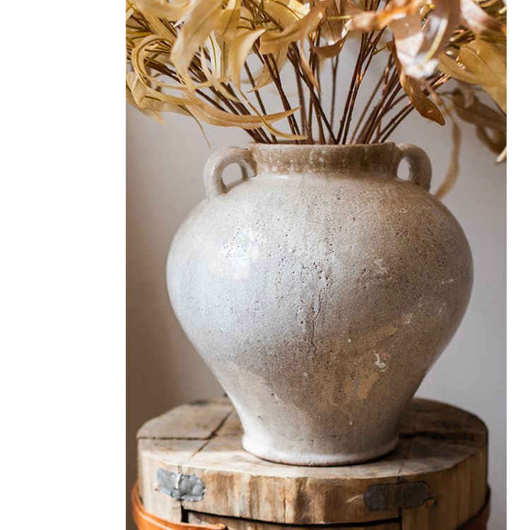 Grande vaso per fiori in ceramica bianca stile country francese