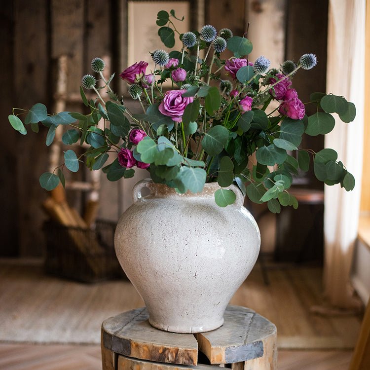 Grande vaso per fiori in ceramica bianca stile country francese