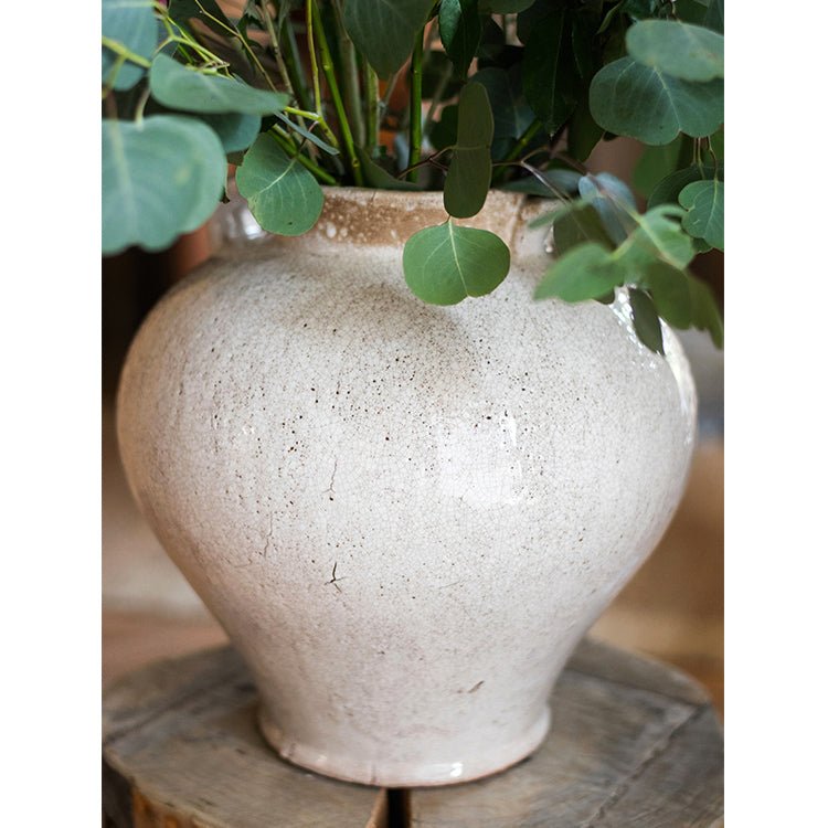 Grande vaso per fiori in ceramica bianca stile country francese
