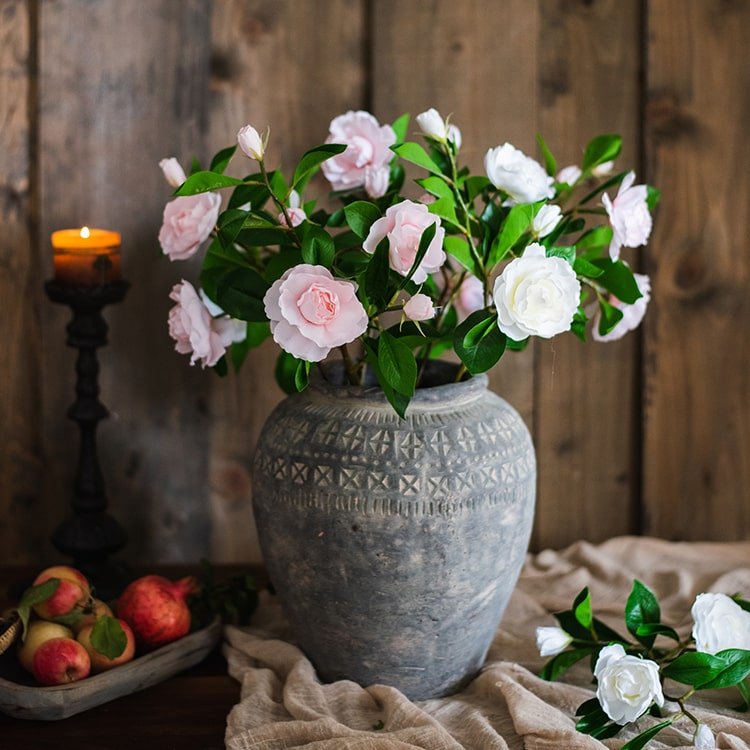 Tige de fleur de gardénia en soie artificielle, 56 cm de hauteur