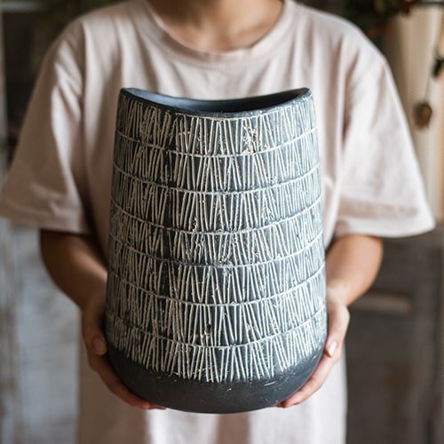 Vaso da fiori in gres porcellanato Geometric Line