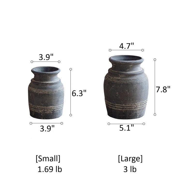 Vase en poterie d'argile grise fait main
